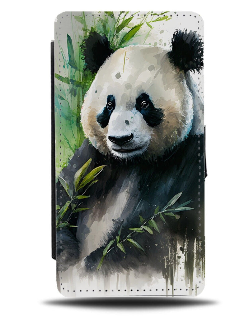 Stylish Fancy Panda Bear Flip Wallet Case Giant Pandas Bamboo Bamboos Food AX73