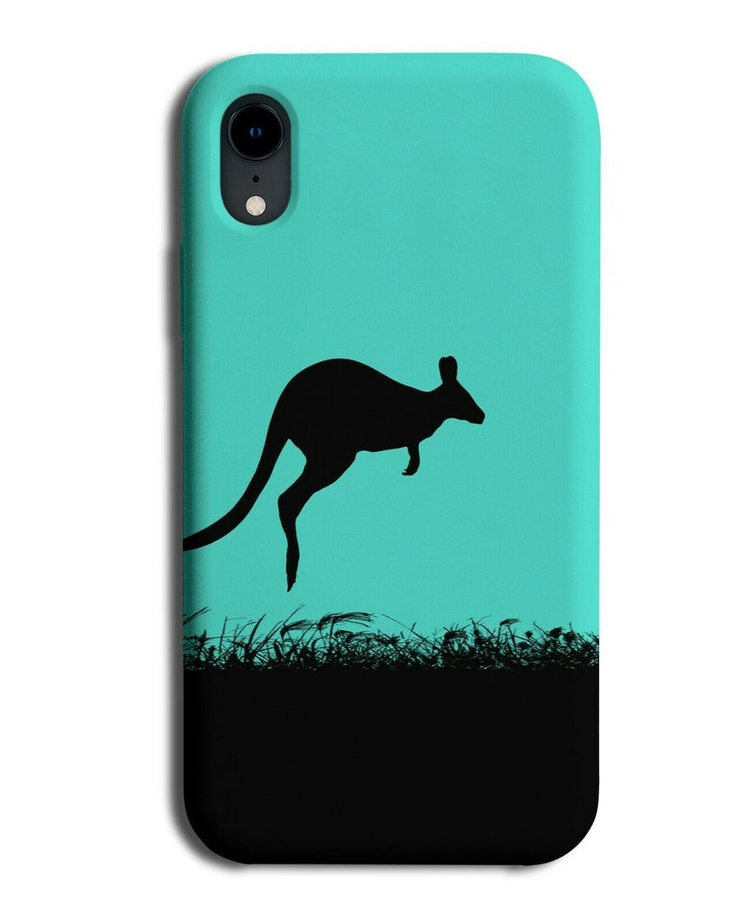 Kangaroo Silhouette Phone Case Cover Kangaroos Turquoise Green i273