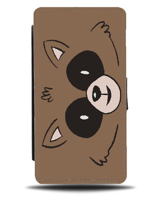 Childrens Raccoon Face Flip Wallet Case Head Features Eyes Kids K948