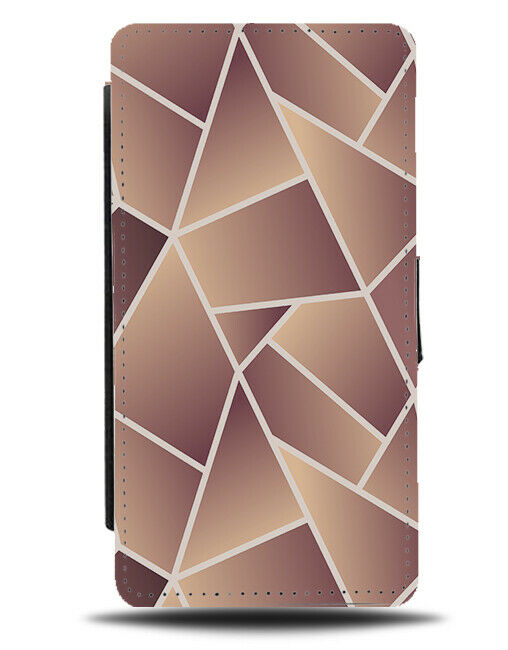 Rose Gold Shades Geometric Shapes Flip Wallet Case Mosaic Tiling Abstract H409