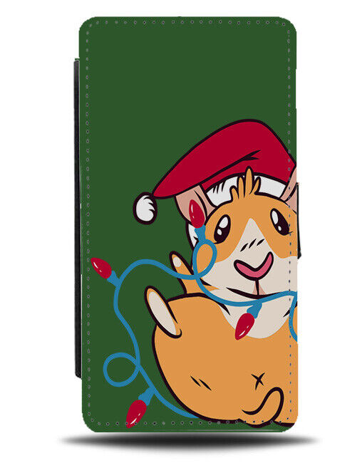 Christmas Hamster Decorating Fail Flip Wallet Case Hamsters Xmas Hat Lights J479