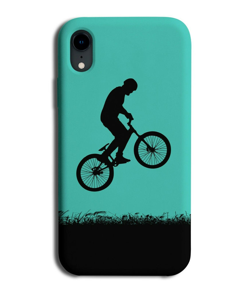 BMX Silohuette Phone Case Cover BMXer Bike Wheels Turquoise Green i774