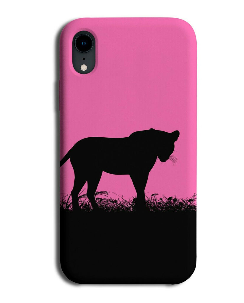 Leopard Silhouette Phone Case Cover Leopards Hot Pink Black Coloured I027