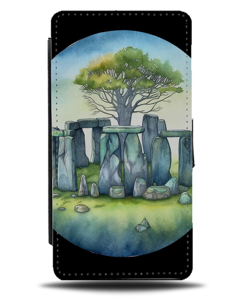 Stonehenge Painting Print Flip Wallet Case Stone Henge Landmark Design CD24