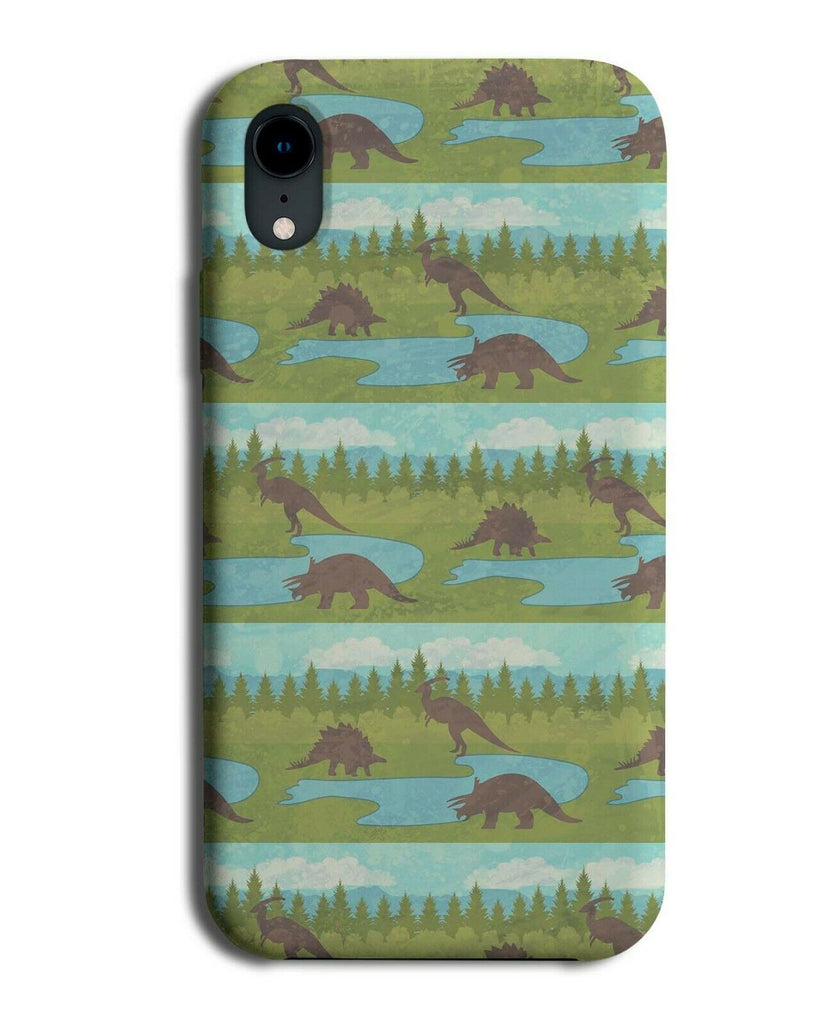 Dinosaur Watering Hole Painting Phone Case Cover Dinosaurs Drawing Cartoon F493