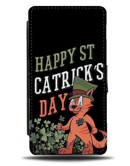 Happy St Patricks Day Flip Wallet Case Funny Cat Cats Irish Ireland Cartoon J611