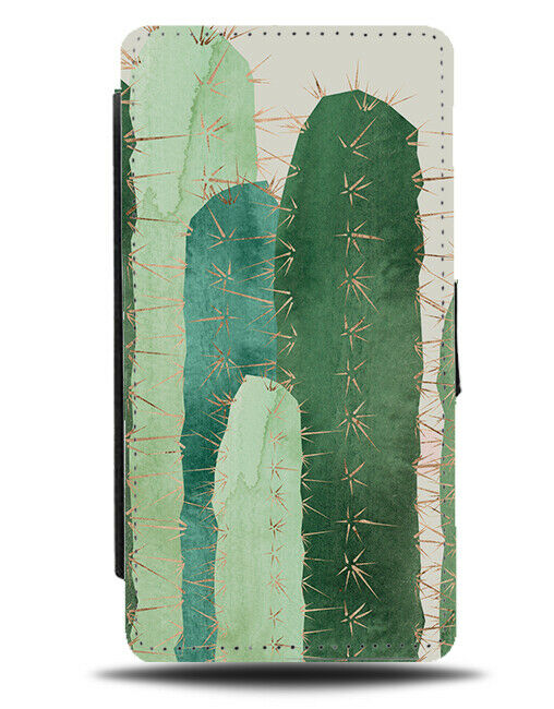 Tall Green Cactus Shapes Flip Wallet Case Shape Print Thin Gift Present E986