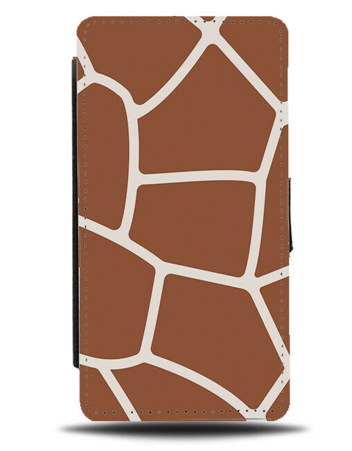 Dark Orange and White Giraffe Skin Design Flip Wallet Case Shapes Giraffes H334