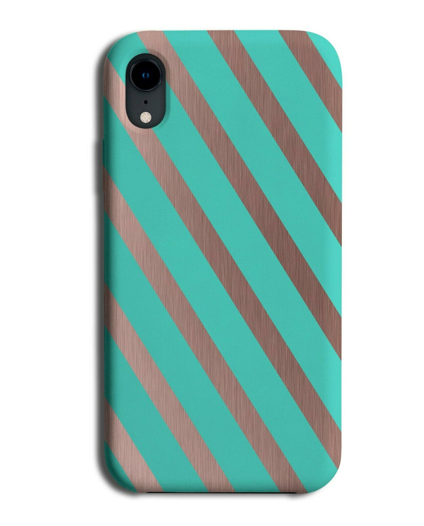 Turquoise Green and Rose Gold Phone Case Cover Horizontal Stripes Golden i818