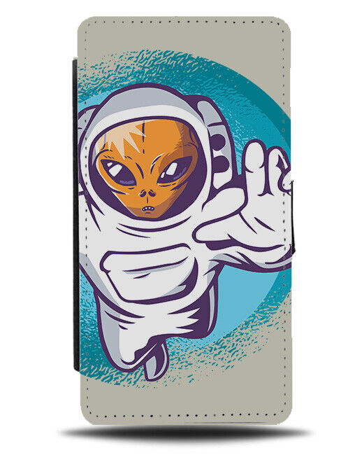 Funny Alien In Astronaught Suit Flip Wallet Case Space Cartoon Flying Moon i907