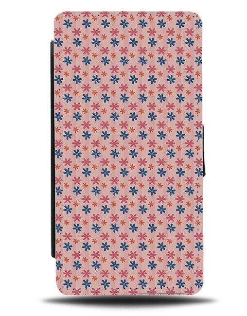 Pink Flowers Fun Pattern Flip Wallet Case Picture Patterned E979