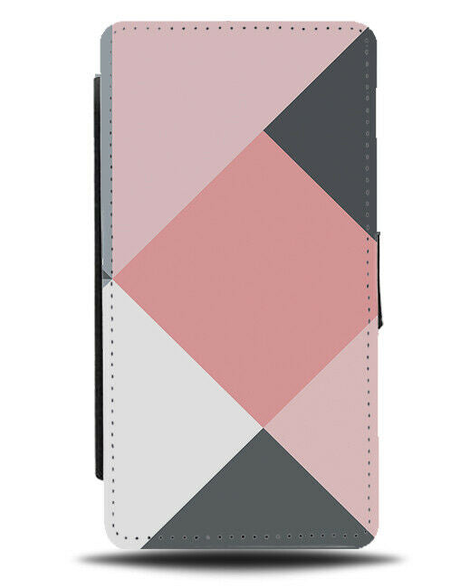 Pink Grey and White Shaped Flip Wallet Case Mosaic Shapes Geometric Art H430