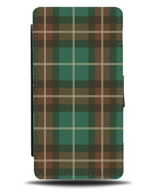 Nature Chequered Squared Flip Wallet Case Squares Dark Brown Green Colours F790