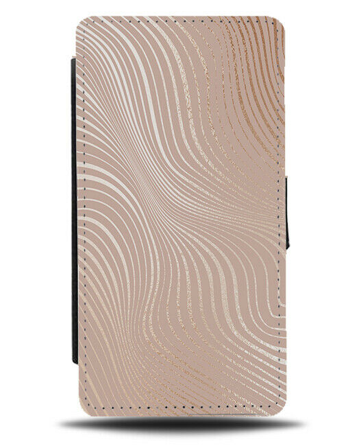 Rose Gold Waves Flip Wallet Case Wavvy Wavy Lines Design Pattern Ocean G096