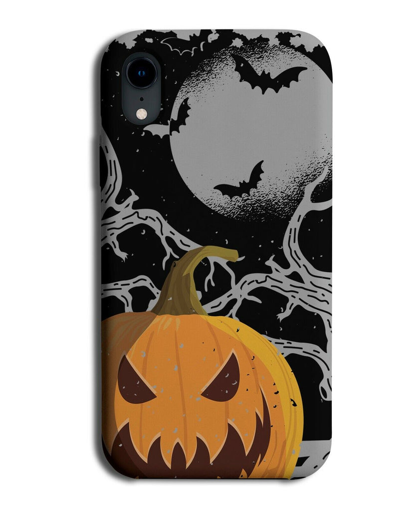 Cartoon Kids Halloween Pumpkins Phone Case Cover Bat Bats Orange Moon J014