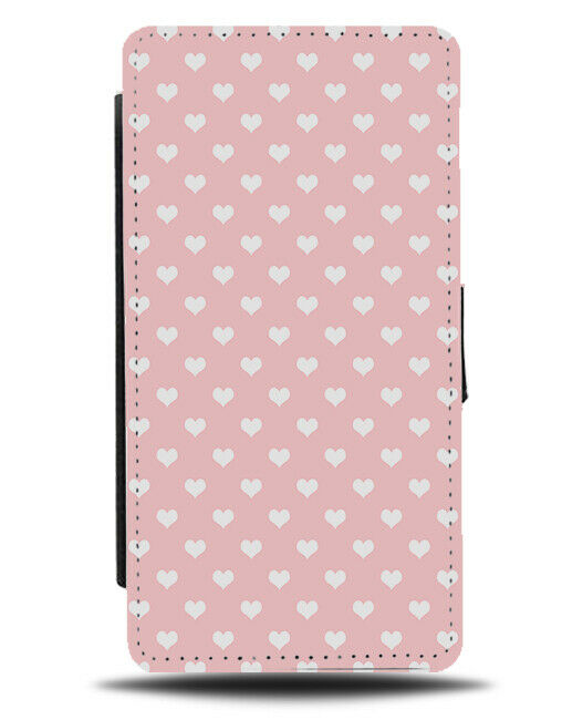 Pink Love Heart Pattern Flip Wallet Case Hearts Shape Shapes Symbol F145