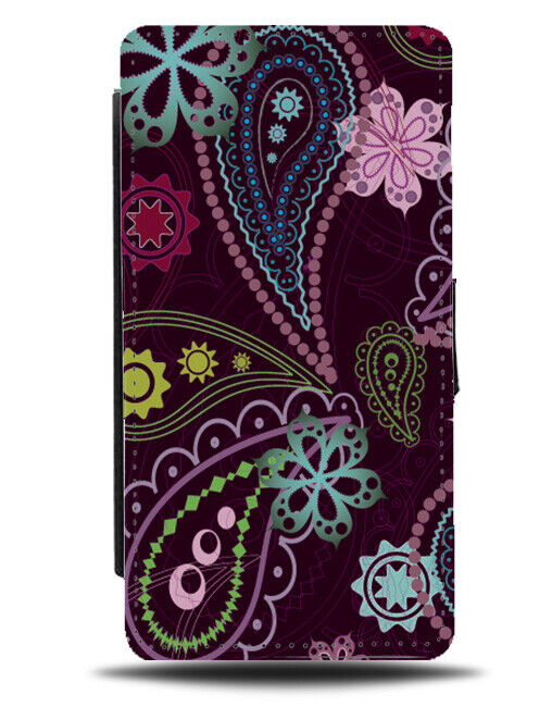Colourful Tribal India Pattern Flip Wallet Case Indian Theme Style Themed J565