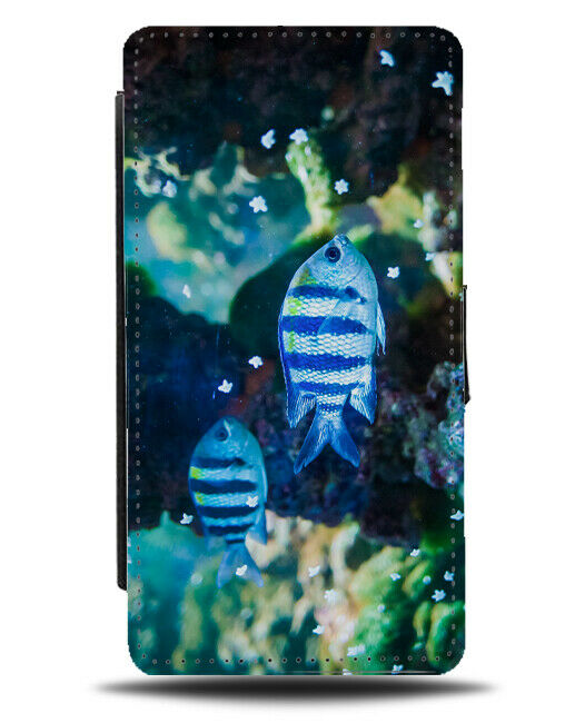 Underwater Blue Tropical Fish Flip Wallet Case Swimming Photo Picture H230