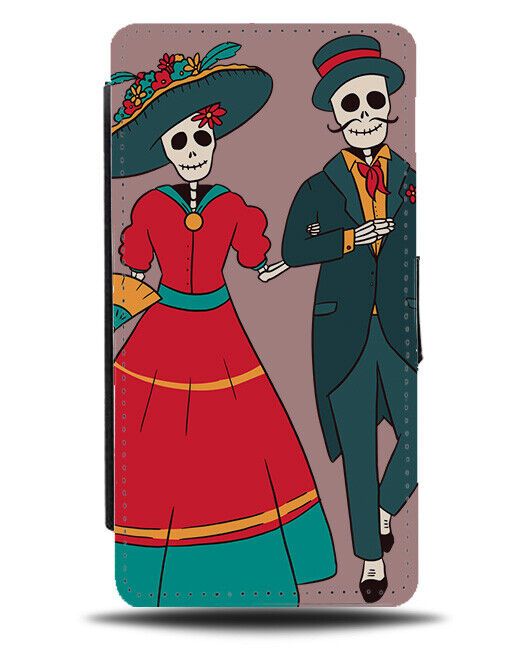 Day Of The Dead Married Couple Flip Wallet Case Husband and Wife Skeletons J745