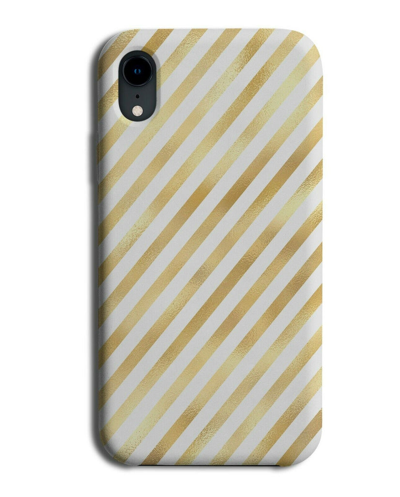 White and Gold Stripes Phone Case Cover Lines Shiny Golden Print Effect G249
