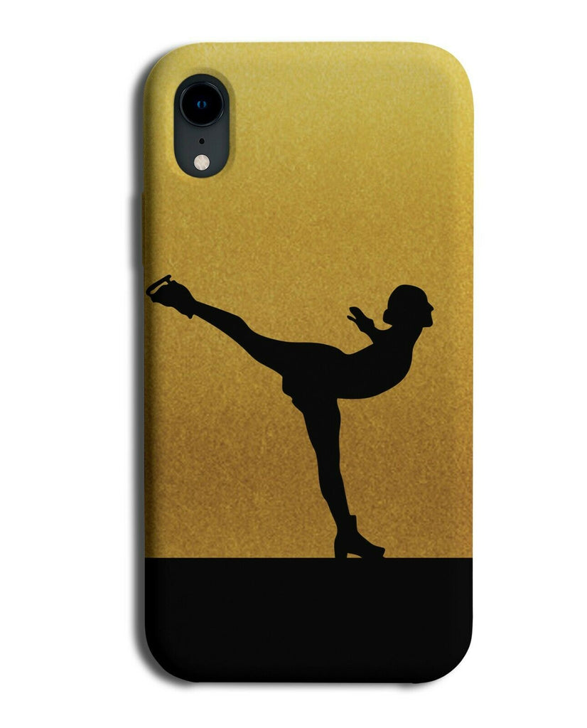 Ice Skating Phone Case Cover Skates Skater Figure Gift Present Gold Golden i595