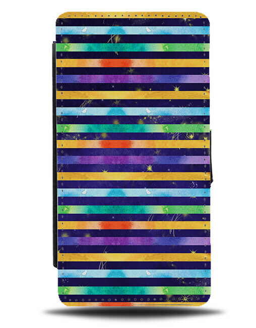 Colourful Space Lines Flip Wallet Case Solar Rainbow Paint Drips Lines E763