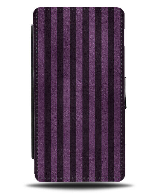 Dark Purple and Black Lined Flip Wallet Case Stripes Striped Vertical Lines G063