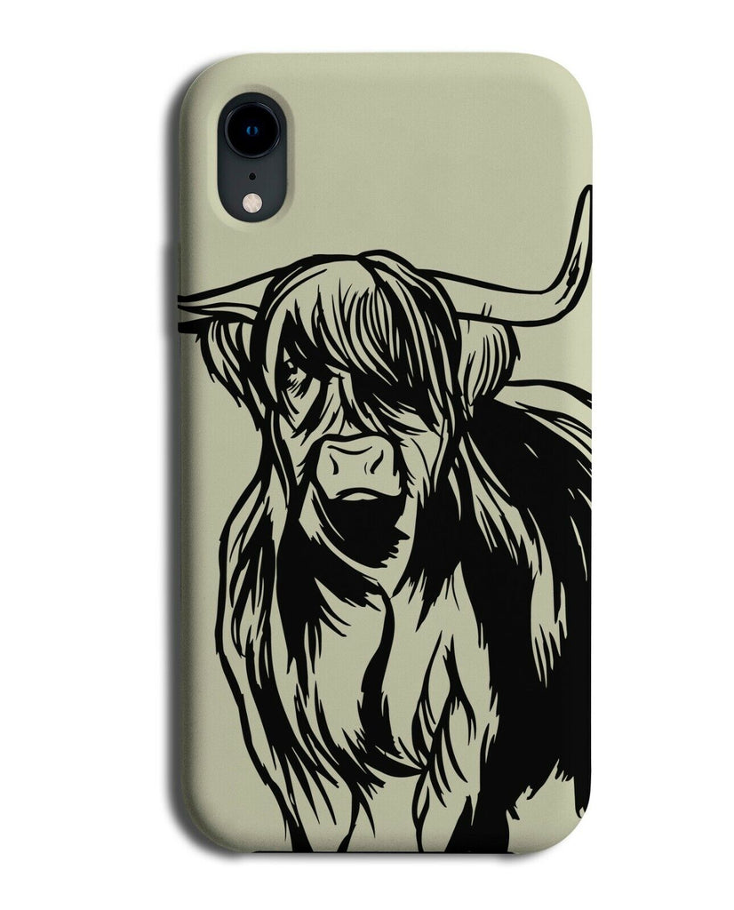 Cow Bull Long Haired Sketch Drawing Print Phone Cover Case Sketched J161
