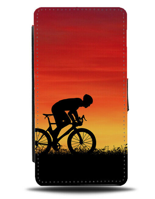 Mountainbike Flip Cover Wallet Phone Case Mountain Bike Sunrise Sunset Mens i767