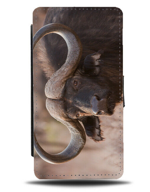 Wildlife Photograph Flip Wallet Case Animal Buffalos Wildebeest Bull Photo H902