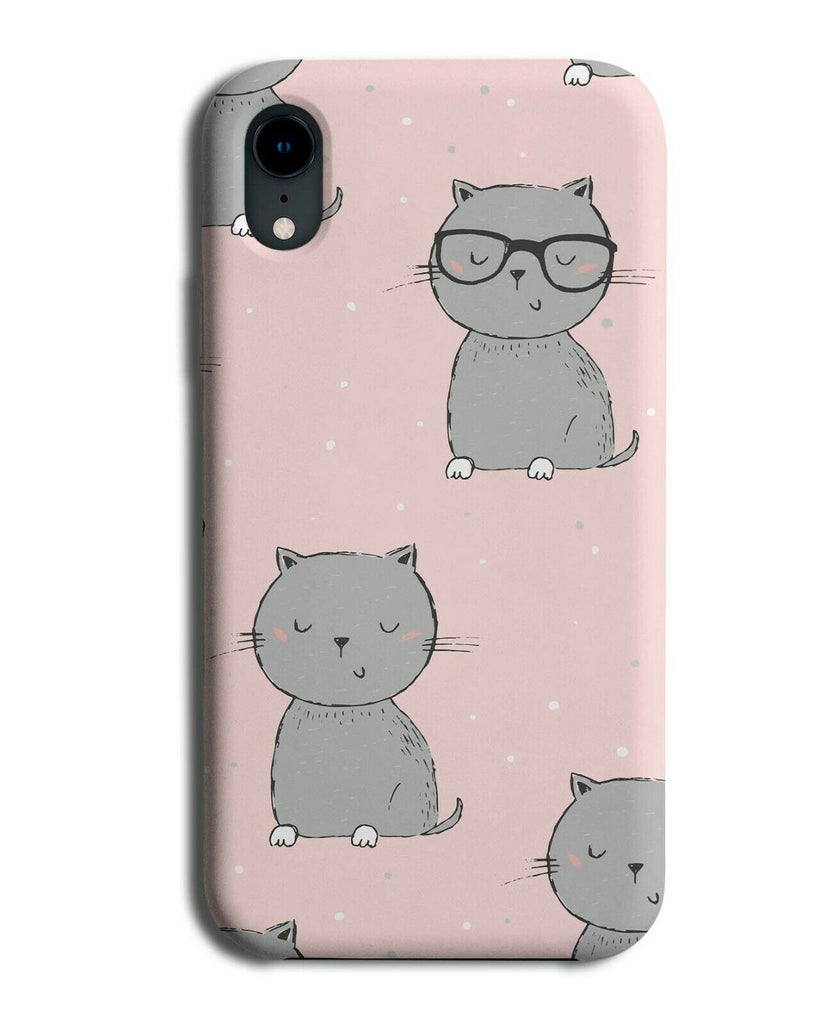 Clever Cat Face Phone Case Cover Cats Smart Pink and Grey Colours F452