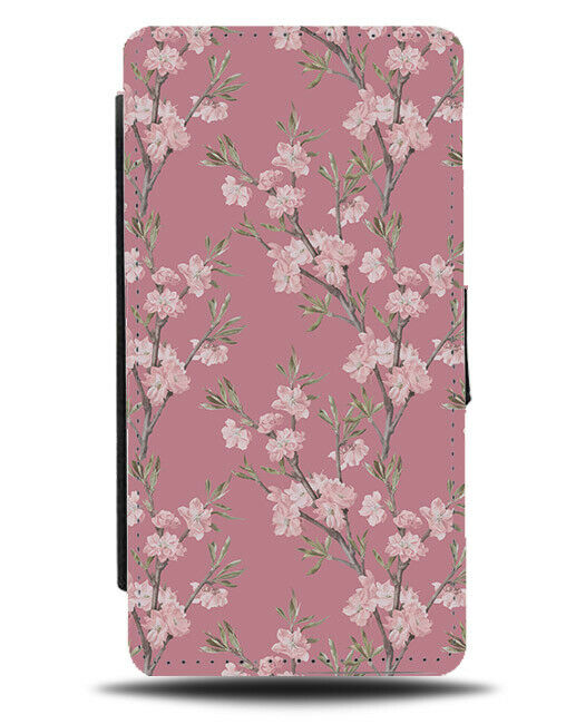 Dark Gothic Pink Floral Print Flip Wallet Case Vintage Design Style F044