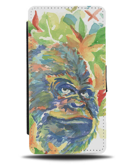 Gorilla Oil Painting Print Flip Wallet Phone Case Gorillas Colourful Monkey E409