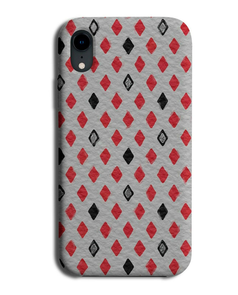 Grey Red and Black Diamond Chequered Phone Case Cover Chequers F174