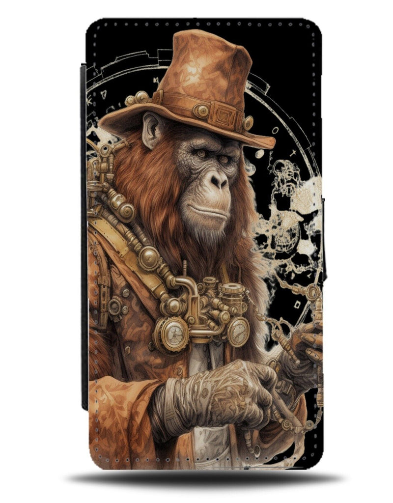 Steam Punk Orangutan Flip Wallet Case Ape Steampunk Theme Style Orangutans DG04