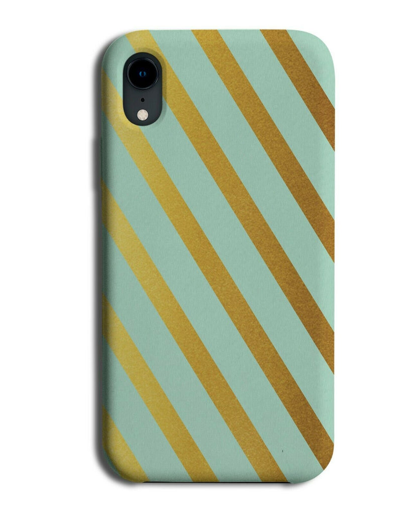 Mint Green and Gold Stripey Pattern Phone Case Cover Stripes Golden i873