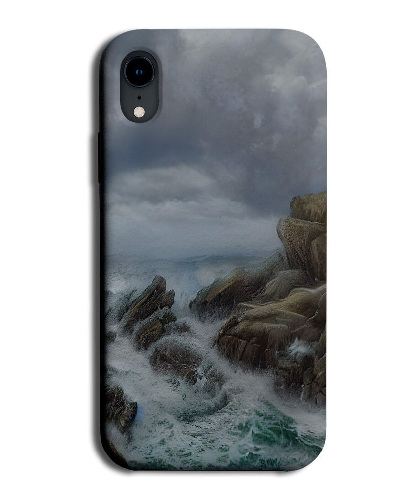 Stormy Sea Waves Crashing Against Rocks Phone Case Cover Seas Wave Crash BW79