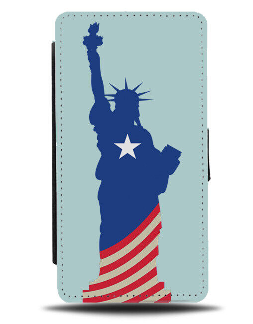 Statue Of Liberty American Flip Wallet Case Flag Lady Silhouette America K396