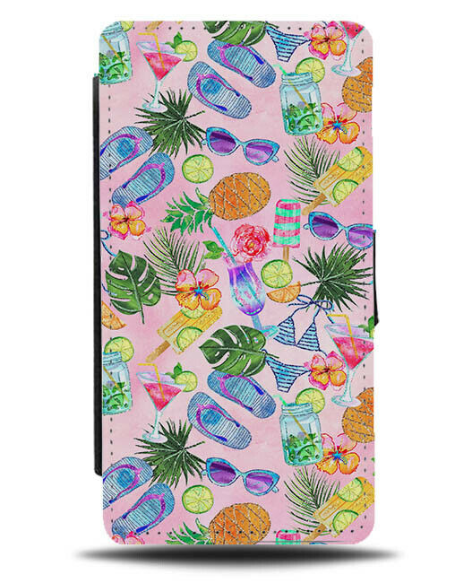 Summer Tropical Patterned Design Flip Wallet Case Tropics Exotic Holiday G846