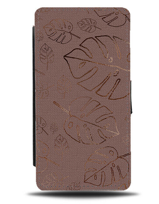 Dark Pink and Rose Gold Palm Tree Leaves Flip Wallet Case Leaf Stencil F884