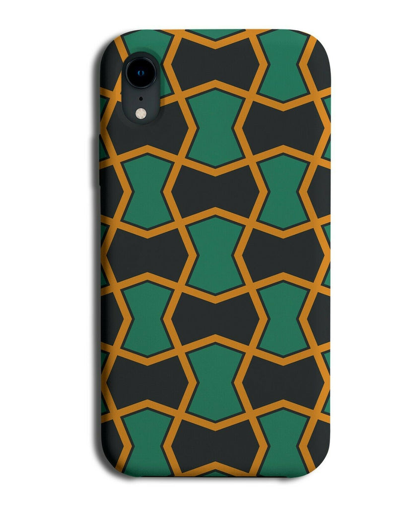 Green Black and Orange Wonky Chequered Phone Case Cover Slanted Crooked H537