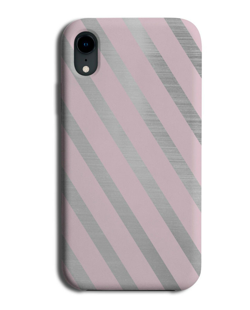 Baby Pink and Silver Striped Phone Case Cover Stripes Stripey Lines Grey i796