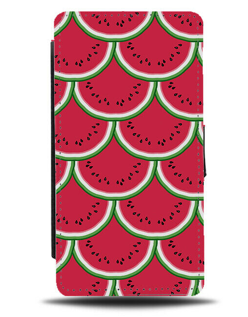 Pink Melon Inside Print Effect Flip Wallet Case Sliced Fruit Exotic E805