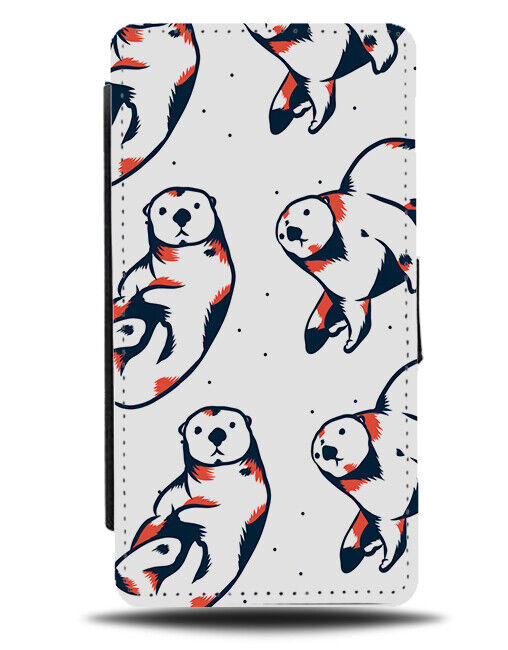 Duo Tone Sea Otter Flip Wallet Case Otters Cartoon Weasel Pattern K859