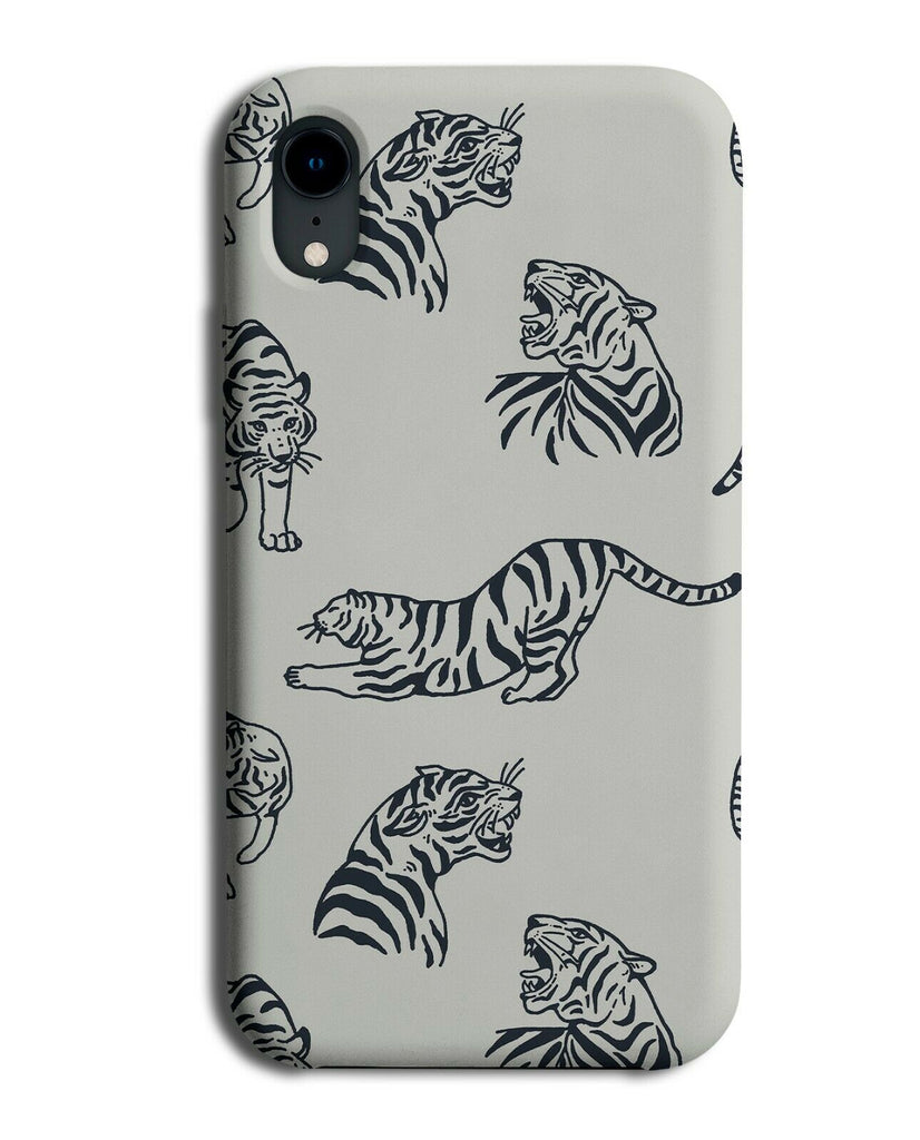 Black and White Crouching Tiger Drawing Phone Case Cover Drawings Tigers H255
