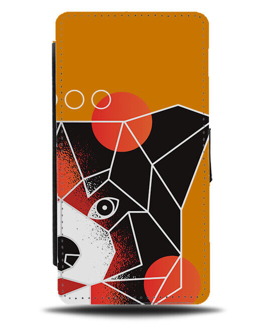 Geometric Red Panda Lines Flip Wallet Case Line Design Funky Painting Face J912