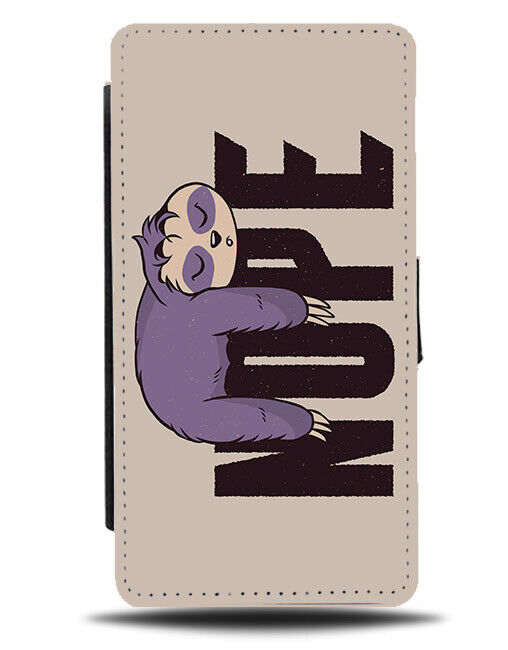 Lazy Sloth Cartoon Flip Wallet Case Purple NOPE Negative Funny Sleeping E673