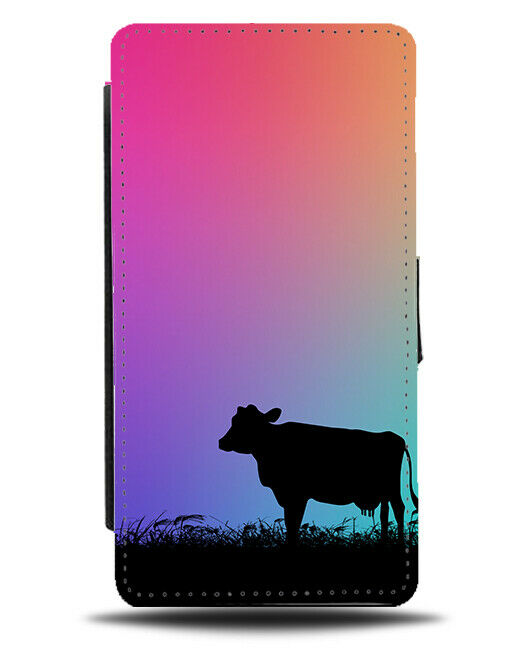 Cow Silhouette Flip Cover Wallet Phone Case Cows Multicolour Multicoloured I049