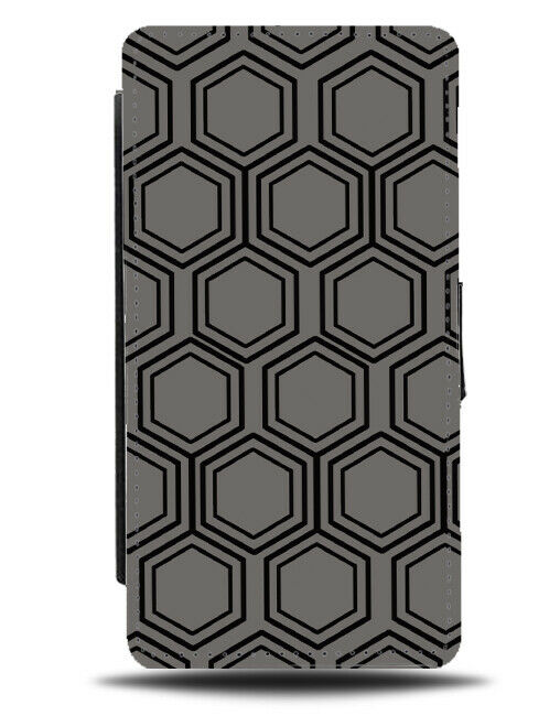 Dark Grey and Black Mens Stylish Patterned Flip Wallet Case Design Shapes F847