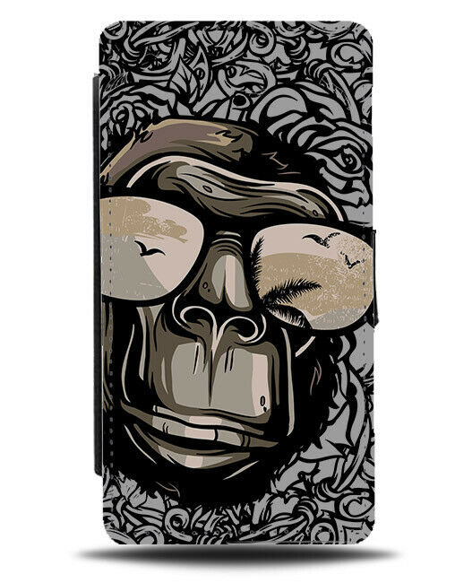 Gorilla Sunglasses Flip Wallet Phone Case Gorillas Monkey Maze Pattern e485